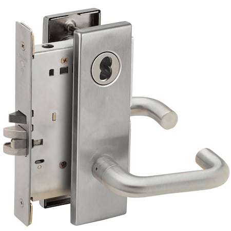 Schlage Grade 1 Storeroom Mortise Lock, SFIC Prep Less Core, 03 Lever, N Escutcheon, Vandlgard, Satin Chrome LV9080B 03N 626